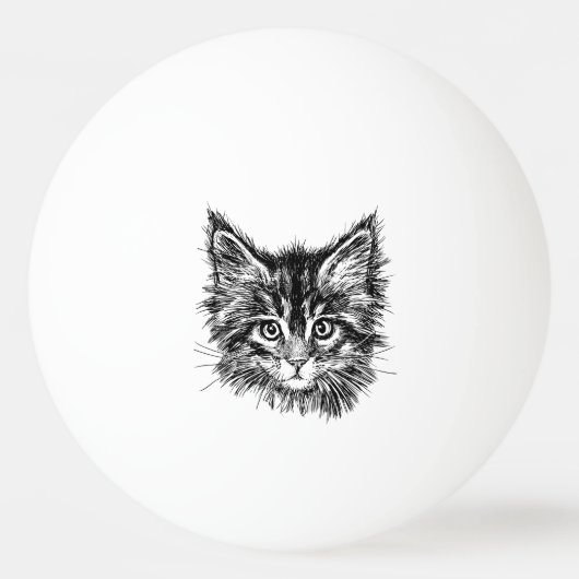 Zwart-wit kitten gezicht pingpongballen (Voorkant)