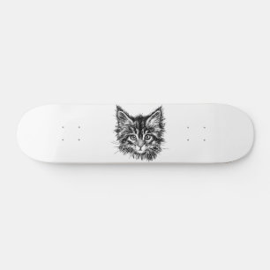 Zwart-wit kitten gezicht skateboard