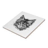 Zwart-wit kitten gezicht tegeltje (Zijkant)