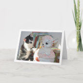 Zwart-wit kitten met China Lamb Kaart (Voorkant)