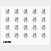 ZWART-WIT KITTEN MET MASKER Vierkante Stickers (Vel)