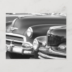 Zwart-wit klassiek auto'sbriefkaart briefkaart