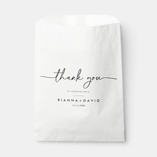Zwart wit klassiek dank u bruiloft bedankzakje (Voorkant)