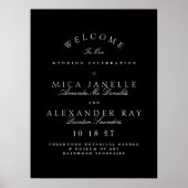 Zwart & Wit Klassiek Elegant Kalligrafie Bruiloft Poster (Voorkant)