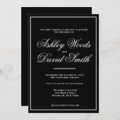 Zwart-wit klassiek elegant script kaart (Voorkant / Achterkant)