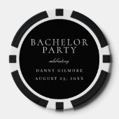 Zwart & Wit Klassiek Heren Bachelorfeest Poker Chips (Voorkant)
