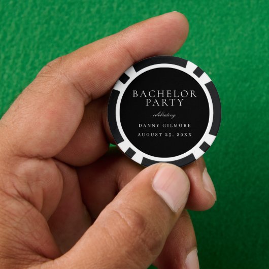 Zwart & Wit Klassiek Heren Bachelorfeest Poker Chips (Hand)