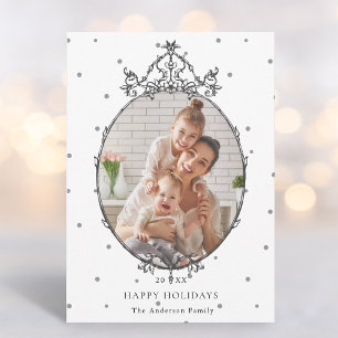 Zwart & Wit Klassiek Kerst Foto Feestdagenkaart