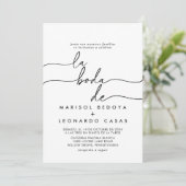 Zwart Wit Klassiek La Boda de Wedding Kaart (Staand voorkant)