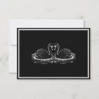 Zwart&Wit Klassiek Schrift Monogram Huwelijk RSVP Kaartje