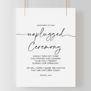 Zwart Wit Klassiek Unplugged Ceremonie Teken Poster