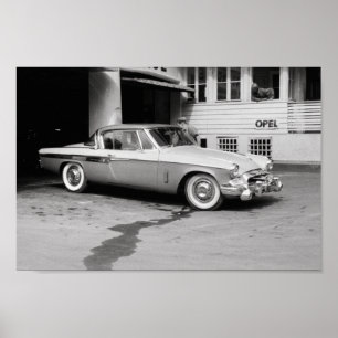 Zwart-wit Klassieke auto 1968 Europa Poster