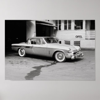 Zwart-wit Klassieke auto 1968 Europa Poster