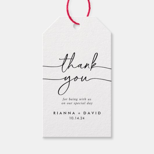 Zwart Wit Klassieke Bruiloft Dank u Cadeaulabel (Voorkant)