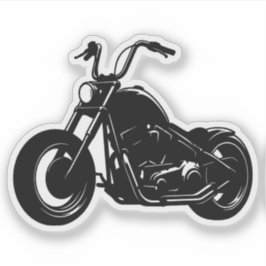 Zwart-wit Klassieke Cruiser Motorfiets Vector Kuns Sticker