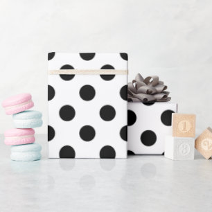 Zwart-wit klassieke grote polka dot patroon cadeaupapier