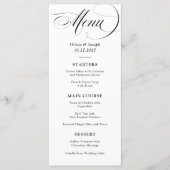 Zwart-Wit | Klassieke Italiaanse elegantie bruilof Menu (Voorkant)