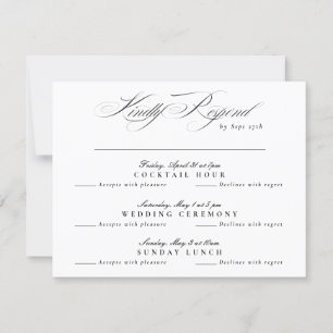 Zwart Wit Klassieke Kalligrafie multi-event RSVP Kaartje