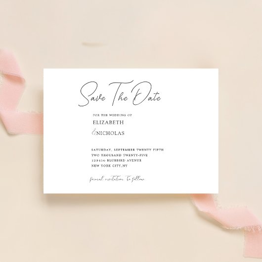 Zwart-wit klassieke minimalistische bruiloft save the date