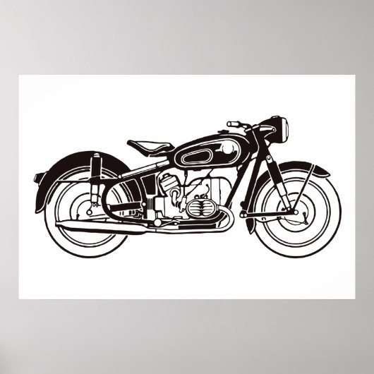 Zwart & wit klassieke motorfiets poster (Voorkant)