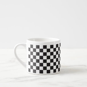 Zwart-wit Klassieke Retro Gecontroleerd Patroon Espresso Kop