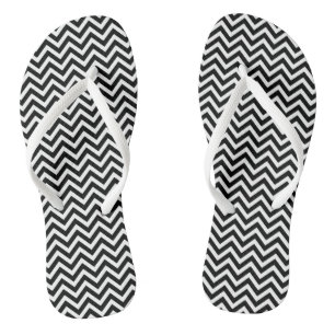 Zwart-wit Klein Grootte Chevron Strepen Teenslippers