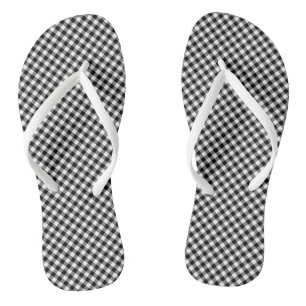 Zwart-wit Klein Grootte Diagonaal Gingham Checks Teenslippers