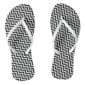 Zwart-wit kleine diagonale Chevron strepen Teenslippers (Voetbed)