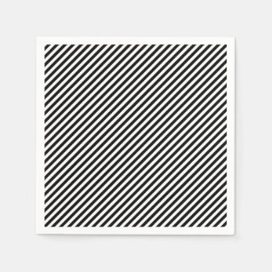 Zwart-wit kleine diagonale strepen papier servet