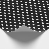 Zwart-wit, kleine polka puntenpatroonsteen cadeaupapier (Hoek)