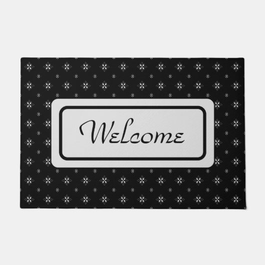 Zwart-wit kleine print deurmat (Voorkant)