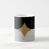 Zwart wit kleurenblok en bruin diamant koffiemok (Center)