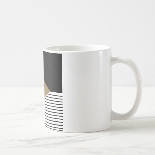 Zwart wit kleurenblok en bruin diamant koffiemok (Rechts)