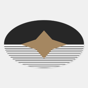 Zwart wit kleurenblok en bruin diamant ovale sticker