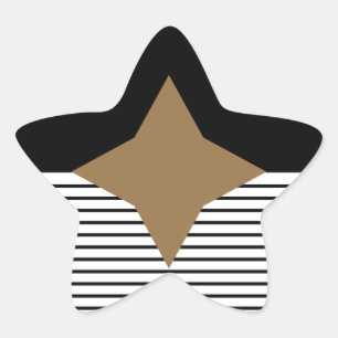 Zwart wit kleurenblok en bruin diamant ster sticker