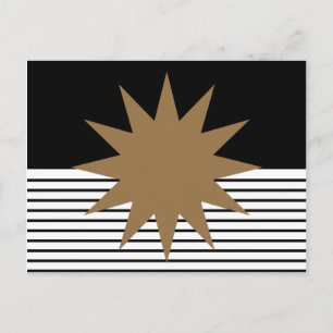 Zwart wit kleurenblok en bruine zon briefkaart