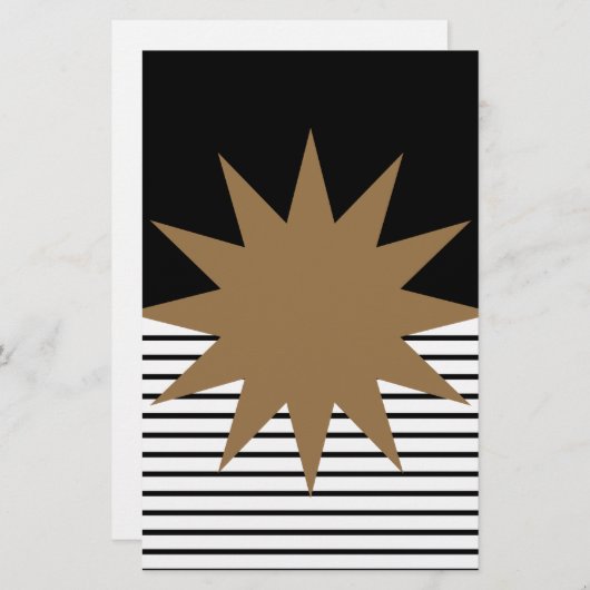 Zwart wit kleurenblok en bruine zon briefpapier (Voorkant / Achterkant)