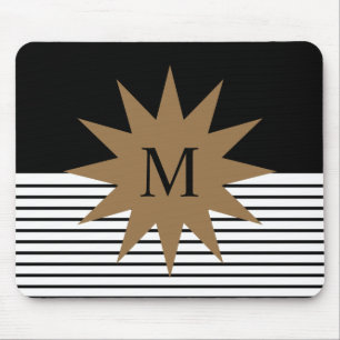 Zwart wit kleurenblok en bruine zon muismat