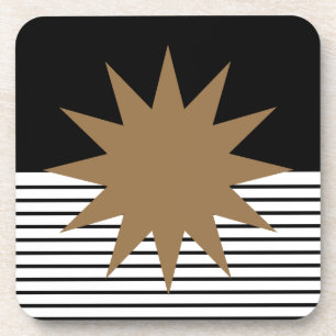 Zwart wit kleurenblok en bruine zon onderzetter