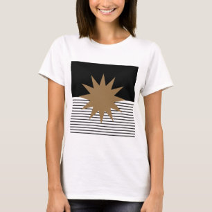 Zwart wit kleurenblok en bruine zon t-shirt