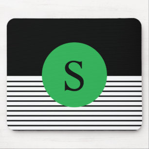 Zwart wit kleurenblok en groene cirkel muismat