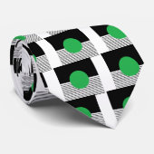 Zwart wit kleurenblok en groene cirkel stropdas (Opgerold)