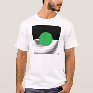 Zwart wit kleurenblok en groene cirkel t-shirt