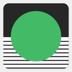 Zwart wit kleurenblok en groene cirkel vierkante sticker