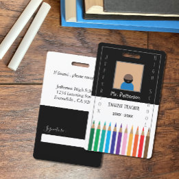 Zwart-wit Kleurpotloden Docenten ID-badge Badge