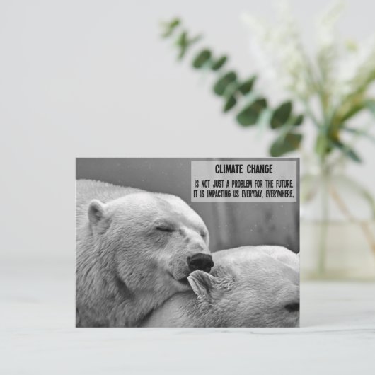 Zwart-wit Klimaatverandering met polaire beren Briefkaart (Staand voorkant)