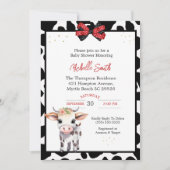 Zwart Wit Koe Baby Douche Invitations Kaart (Voorkant)