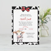 Zwart Wit Koe Baby Douche Invitations Kaart (Staand voorkant)