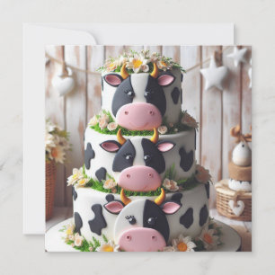ZWART & WIT KOE CAKE VERJAARDAG KAART