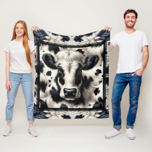 Zwart & Wit Koeienhuid Bont Bontachtige Uiterlijk Fleece Deken